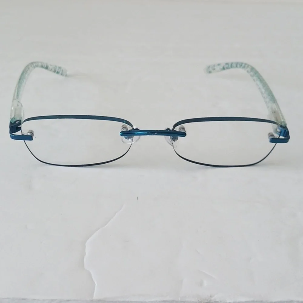 Women's Rimless Readers EyeGlasses + 1.25 Blue/Green